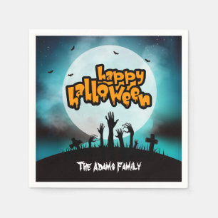 Personalisierte gruselige Zombie Frohe Halloween-P Serviette