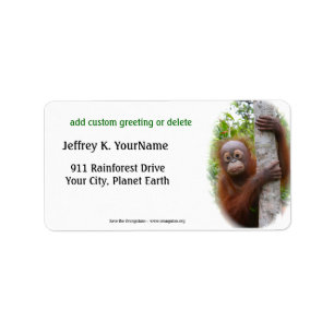 Personalisierte Gruß-Pause für Orang-Utans Adressaufkleber
