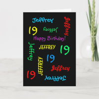 Personalisierte Grußkarte, 19. Geburtstag Schwarz