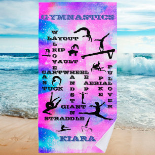 Personalisierte Gymnastik Crosswords Strand Handtu Strandtuch
