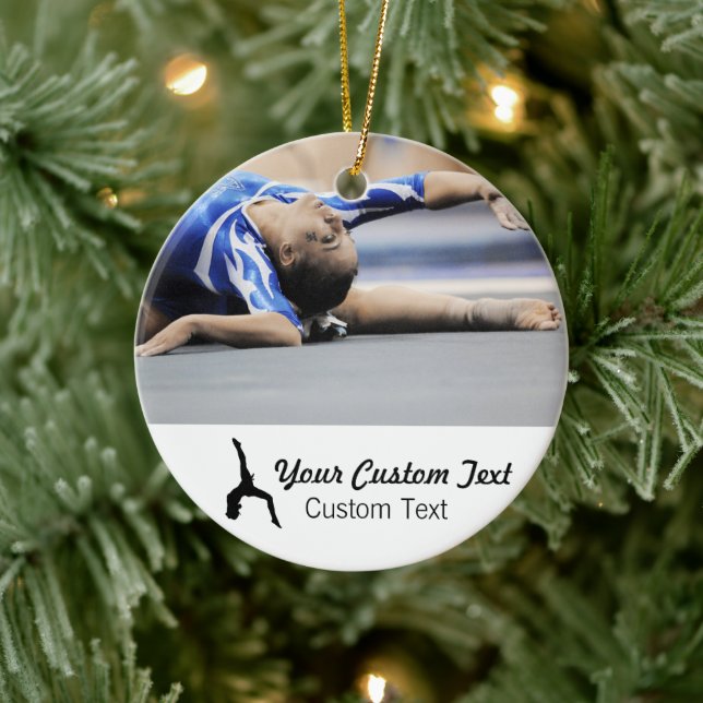 Personalisierte Gymnastik Foto Name Weihnachten Keramikornament (Baum)