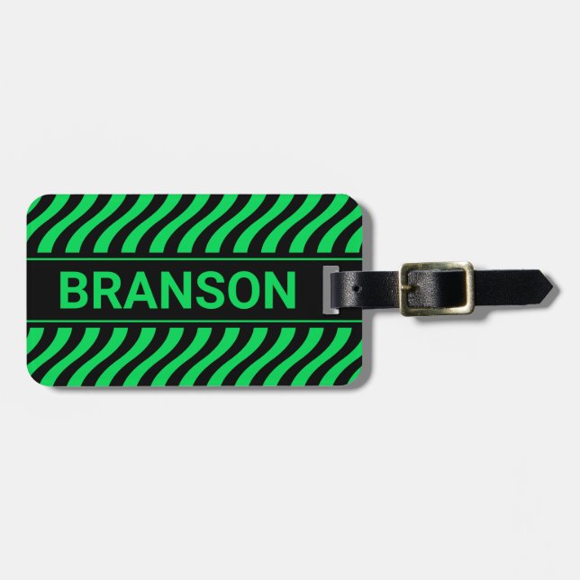 Personalisierte H Bar Green Wave Gepäckanhänger (Vorderseite horizontal)