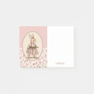 Personalisierte Haftnotizen, Vintage Floral Rabbit Post-it Klebezettel