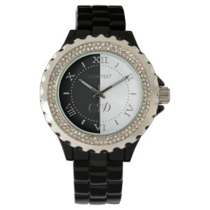 Personalisierte halbe schwarze u. halbweiße armbanduhr