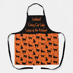 Personalisierte Halloween Crazy Cat Lady in Kitche Schürze