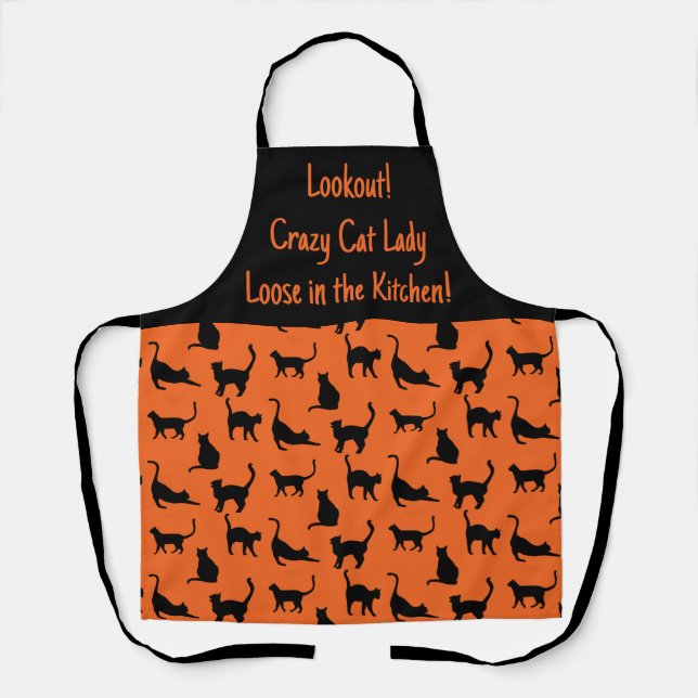 Personalisierte Halloween Crazy Cat Lady in Kitche Schürze (Vorderseite)