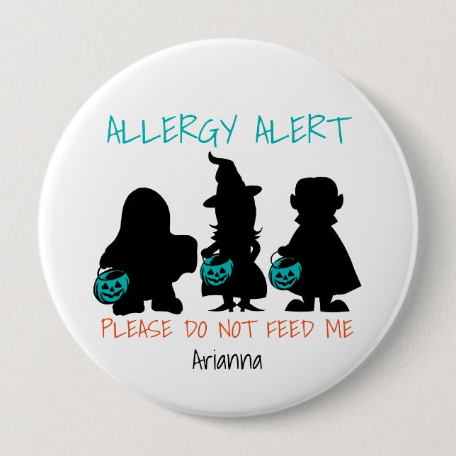 Personalisierte Halloween Food Allergie Alert Kids Button (Vorderseite)