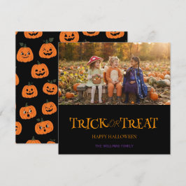 Personalisierte Halloween-Fotokarte | Süßes oder S Karte