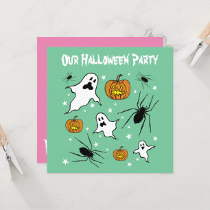 Personalisierte Halloween-Geister, Pumpkins und Sp Einladung