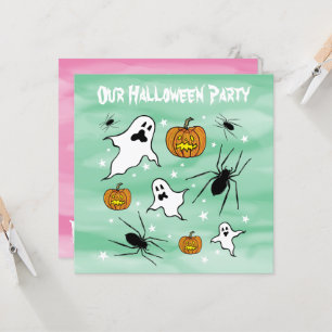 Personalisierte Halloween-Geister, Pumpkins und Sp Einladung