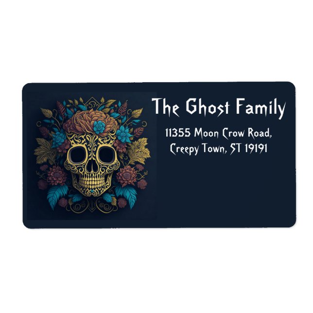 Personalisierte Halloween Ghosts Skull Floral (Vorne)