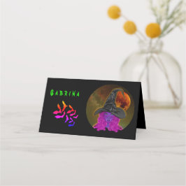 Personalisierte Halloween-Hexe Platzkarte