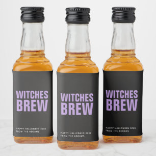 Personalisierte Halloween Hexen Bräu Minimalistisc Alkoholflaschenetikett
