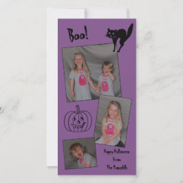 Personalisierte Halloween-Karte (Katze, Kürbis) Feiertagskarte