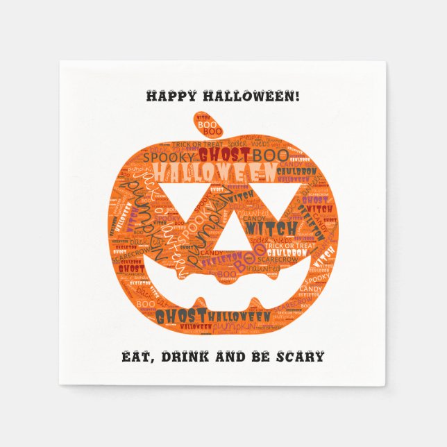 Personalisierte Halloween-Kürbiskugel Serviette (Vorderseite)