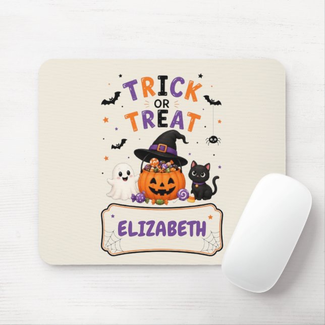 Personalisierte Halloween-Namens-Mauspad für Kinde Mousepad (Mit Mouse)