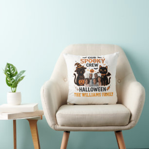 Personalisierte Halloween-Schwarze-Katzen-Familien Kissen
