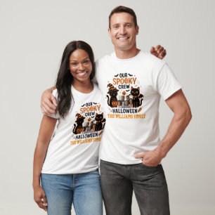 Personalisierte Halloween-Schwarze-Katzen-Familien T-Shirt