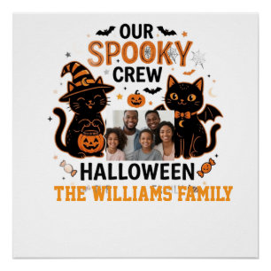 Personalisierte Halloween-Schwarzkatzen-Familienko Poster