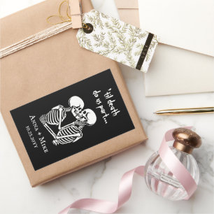 Personalisierte Halloween-Skelett-Hochzeit Rechteckiger Aufkleber