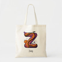 Personalisierte Halloween-Z-Initiale Name-Tragetas