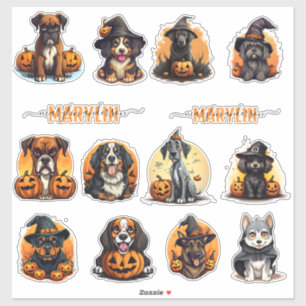 PERSONALISIERTE HALLOWEWEE KLEINKLEIDER FÜR HUNDER AUFKLEBER