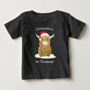 Personalisierte Haman-Hochlandkühe im Schnee Baby T-shirt