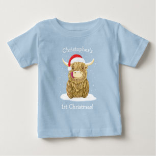 Personalisierte Haman-Hochlandkühe im Schnee Baby T-shirt