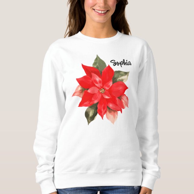 Personalisierte Hand bemalt Weihnachtsfeier Poinse Sweatshirt (Vorderseite)