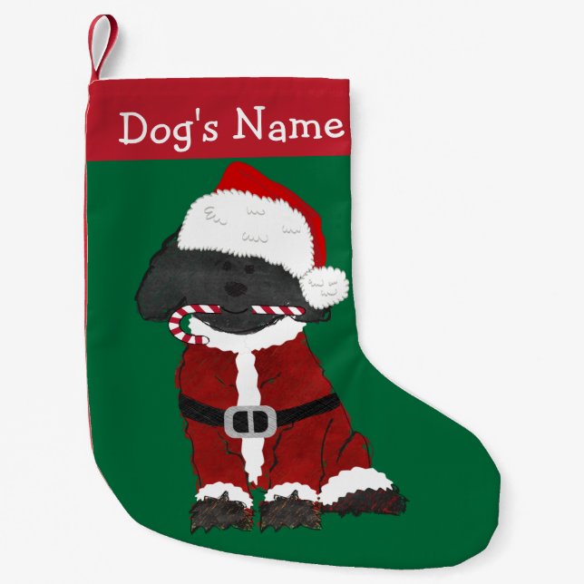 Personalisierte Hand gezeichnet Labradoodle Weihna Kleiner Weihnachtsstrumpf (Vorderseite)