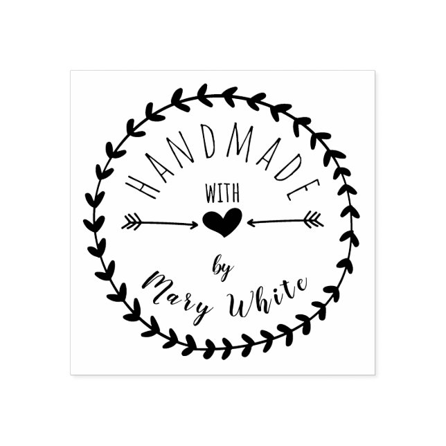 Personalisierte Handarbeit mit Liebe Herzpfeile ru Gummistempel (Prägung)