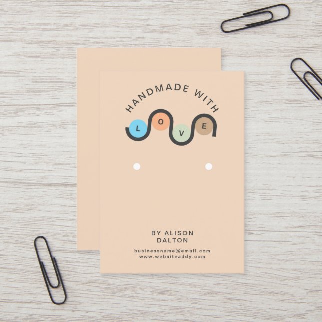 Personalisierte Handarbeit mit Liebe Ohrringe Schm Visitenkarte (Vorderseite/Rückseite Beispiel)