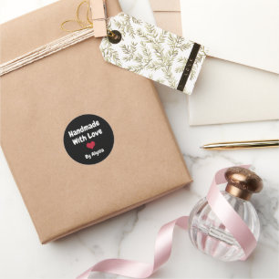 Personalisierte Handarbeit mit Liebe Runder Aufkleber