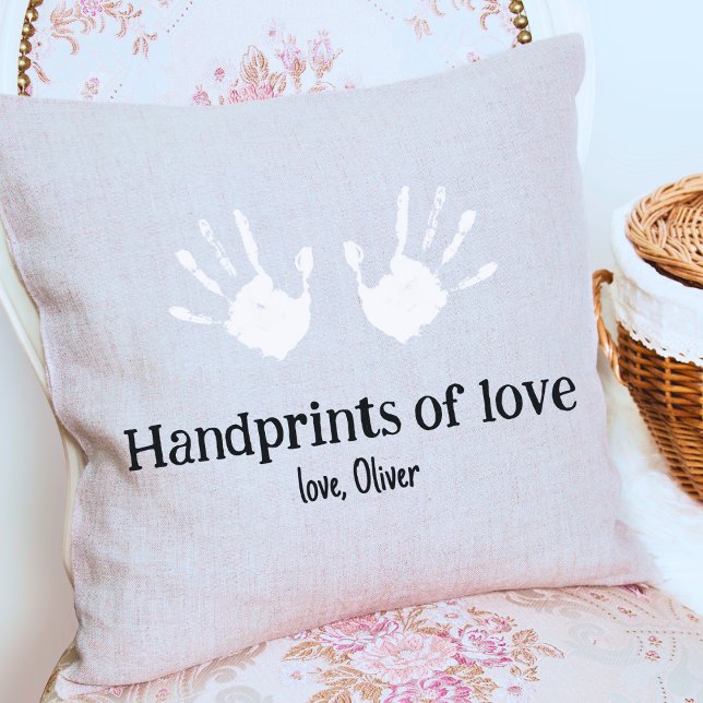 Personalisierte Handdrucke der Liebe Kinder Hände  Kissen (Create-your-own Handprints Throw Pillow)