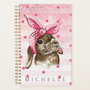 Personalisierte Handgemälde Bunny Glitzer Planer