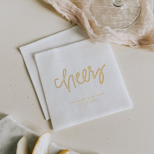 Personalisierte handgeschriebene Beifall Servietten Mit Folie (Hand-Lettered Cheers Personalized Foil Napkins)