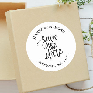 Personalisierte handgeschriebene Hochzeit Save the Runder Aufkleber
