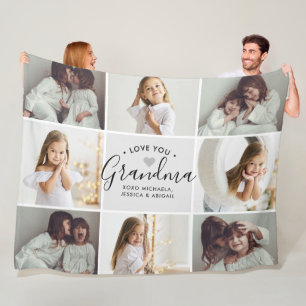 Personalisierte handgeschriebene Love You Oma 8-Fo Fleecedecke