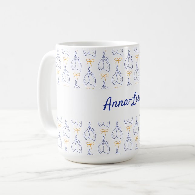 Personalisierte Handgezeichnete italienische Blaul Kaffeetasse (Vorderseite Links)