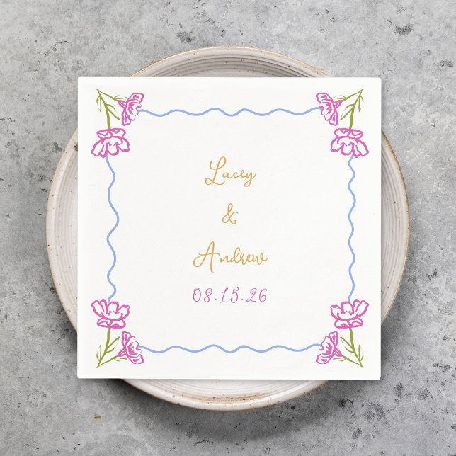 Personalisierte handgezeichnete Italienische Blume Serviette (Von Creator hochgeladen)