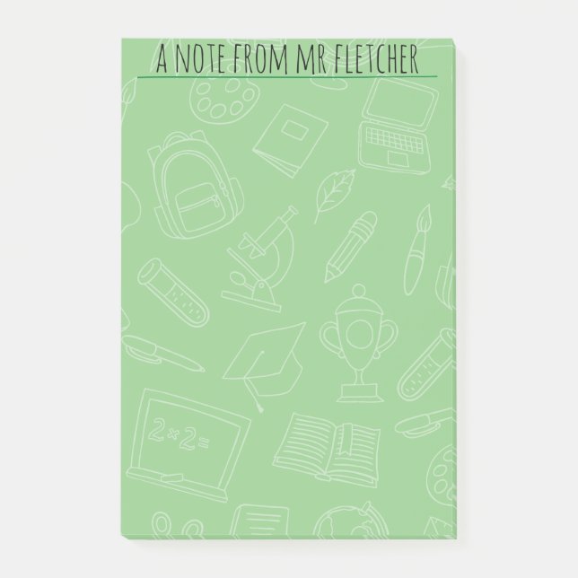 Personalisierte handgezeichnete Schule liefert Mus Post-it Klebezettel (Vorderseite)