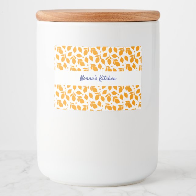 Personalisierte, handgezogene Gelbe Zitronen Lebensmitteletikett (Vorderseite)