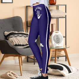 Personalisierte Handkatze Haustier Dunkelblau Weiß Leggings