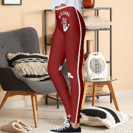 Personalisierte Handkatze Haustier Tiefrot-Weiß-Ge Leggings