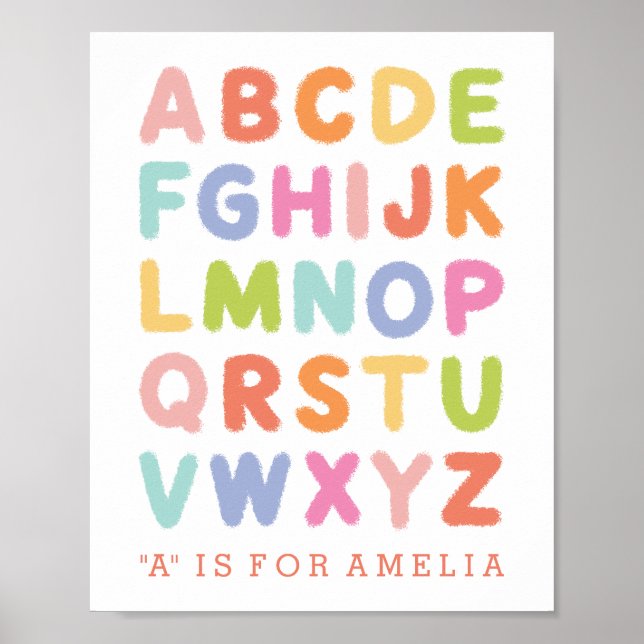 Personalisierte Handschrift Regenbogen Alphabet dr Poster (Vorne)