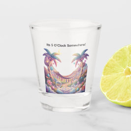 Personalisierte Hängematte und Palmen Schnapsglas