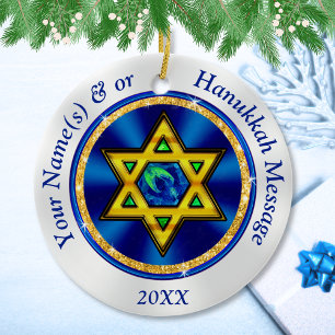 Personalisierte Hanukkah-Ornamente für einen Baum, Keramik Ornament