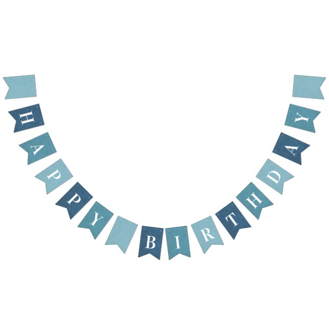 Personalisierte Happy Birthday Blue Bunting Flags Wimpelkette (Alle)