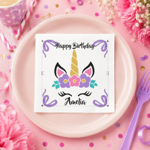 Personalisierte Happy Birthday Einhorn-Papier Serv Serviette