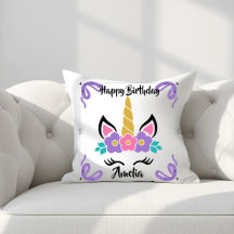 Personalisierte Happy Birthday Einhorn Wurfkissen